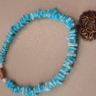 mottled blue chips bracelet with antique bronze filigree heart