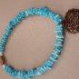mottled blue chips bracelet with antique bronze filigree heart