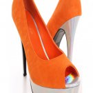 Orange Iridescent Platform Heels