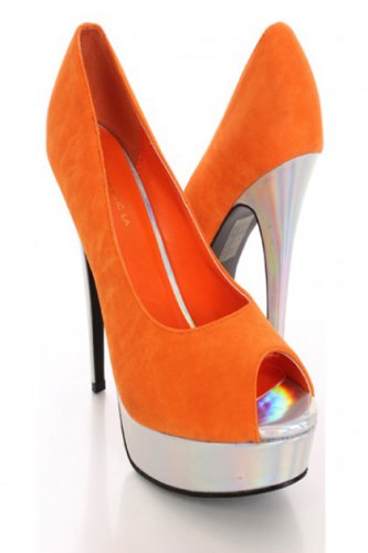 Orange Iridescent Platform Heels
