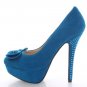 Turquoise Velvet Beaded Bow Platform