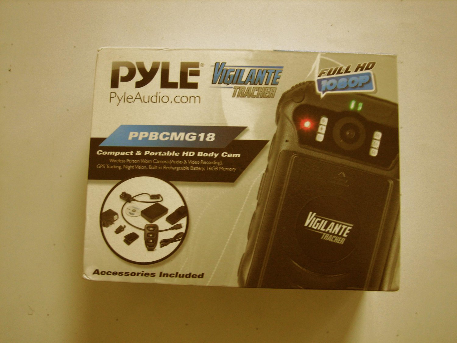 NEW Pyle PPBCMG18 Body Worn Security Cam with GPS Tracking Night Vision