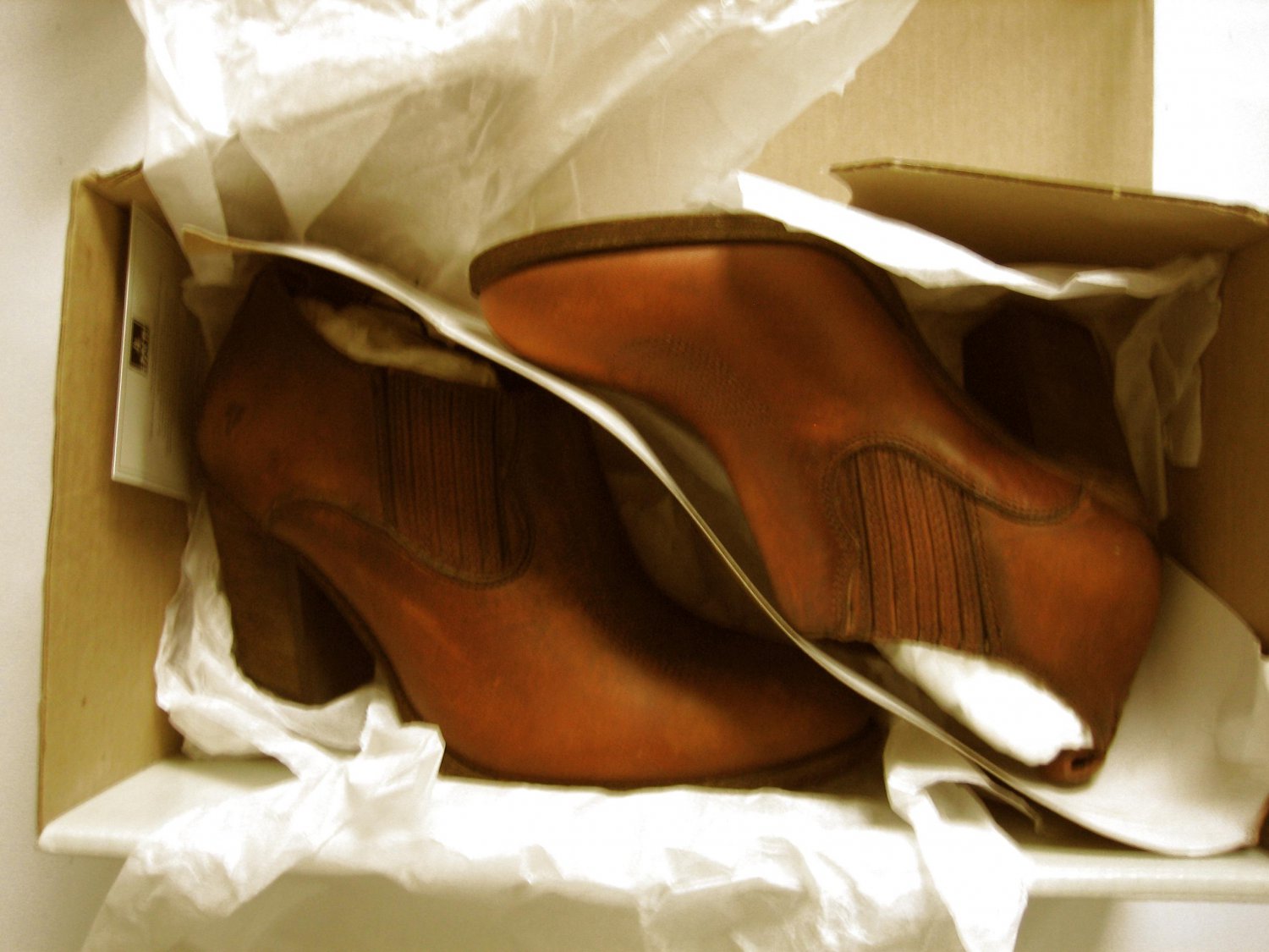 New Frye Ilana Pull On Leather Womens Shooties Booties Shoes Cognac 6 B