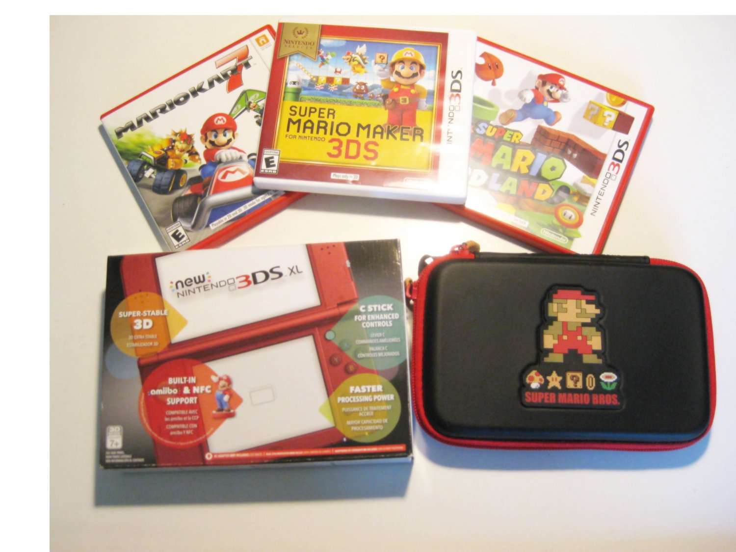 Red Nintendo New 3ds XL w Mario 3d Land & More!