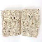 Knit Boot Cuffs Cream OWL Boot Socks Boot Topper Leg