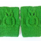 Knit Boot Cuffs Green OWL Boot Socks Boot Topper Leg