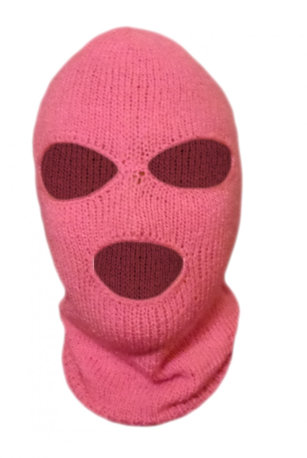 Knit Pink Ski Mask For Woman Handmade 3 Hole