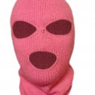 Knit Pink Ski Mask For Woman Handmade 3 Hole