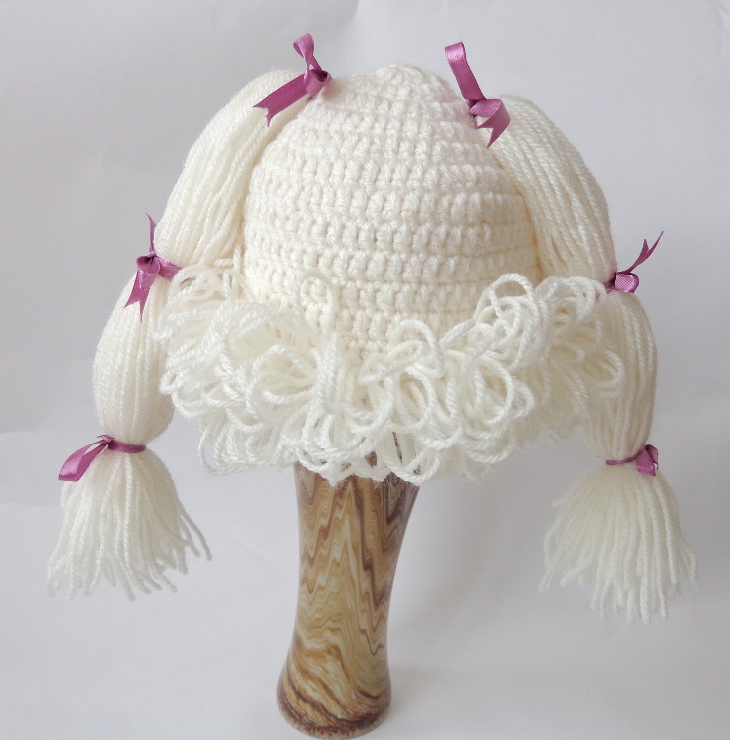 Cabbage Patch Kid Hat Inspired Crochet Wig Bunch Pigtail Style