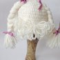 Cabbage Patch Kid Hat White Crochet Wig Braid Pigtail Style Newborn -3 months