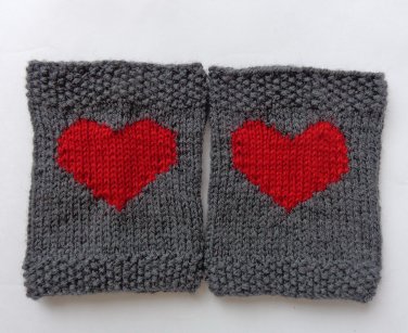 Valentine Knitted Boot Cuffs With Plain Red Heart Socks Boot Topper Leg