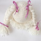 Cabbage Patch Kid Hat White Crochet Wig Braid Pigtail Style Adult
