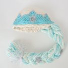 Elsa Frozen Crochet Hat With Crown - Disney Princess Queen Hat Crochet Wig - 6-12 months
