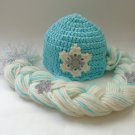 Elsa Frozen Crochet Hat With Snowflake Flower - Disney Princess Queen Hat Wig - 3-6 months