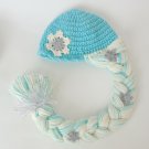 Elsa Frozen Crochet Hat With Snowflake Flower - Disney Princess Queen Hat Wig - 1-3 years