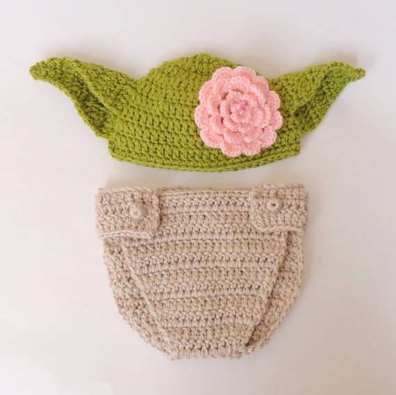 Yoda Baby Hat and Diaper Cover From Star Wars For Girl Halloween 6-12 months