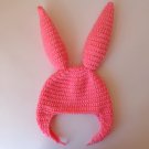Pink Bunny Ear Flap Hat - Rabbit Hat - For Girl  Newborn -3 months
