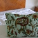 Crewel Pillow Quilted Sham Lotus Sweet Ocean Green Silk Organza Standard