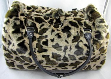 Awesome Faux Leopard Duffel Bag Handmade One of A Kind Plush Soft!