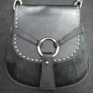 Bolliver Black Leather and Black Boar/Horse Sporran with Silver Rivets