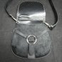 Bolliver Black Leather and Black Boar/Horse Sporran with Silver Rivets