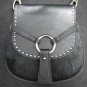 Bolliver Black Leather and Black Boar/Horse Sporran with Silver Rivets