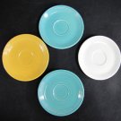 Contemporary Fiestaware - 4 Saucers in Turquoise, White and Sunflower