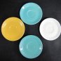 Contemporary Fiestaware - 4 Saucers in Turquoise, White and Sunflower