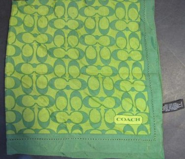 Coach Scarf Classic Signature Green Silk/Cotton New Without Tags