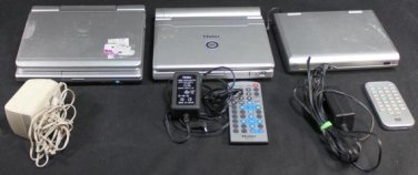 Lot 3 Portable DVD Players with General Power Adapters and Two Remotes Not Test