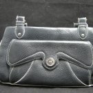 Cole Haan F04 Black Leather Hobo Handbag w/ Silver Hardware, Aqua Interior