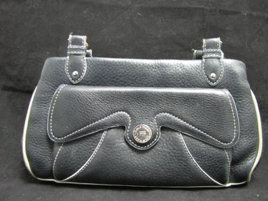Cole Haan F04 Black Leather Hobo Handbag w/ Silver Hardware, Aqua Interior