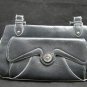 Cole Haan F04 Black Leather Hobo Handbag w/ Silver Hardware, Aqua Interior
