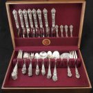 Antique Watson Sterling Silver Flatware Meadow Rose 71pcs Naken Silverware Chest