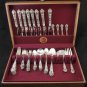 Antique Watson Sterling Silver Flatware Meadow Rose 71pcs Naken Silverware Chest