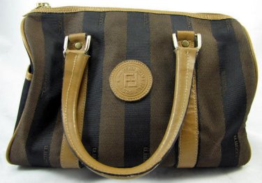 Fendi Logo Bag/Purse Brown/Black Stripe 1990's Handbag