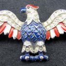 Crown Trifari WWII Eagle Brooch Pin Pave Rhinestones Enamel Bird Philippe