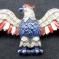 Crown Trifari WWII Eagle Brooch Pin Pave Rhinestones Enamel Bird Philippe