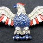 Crown Trifari WWII Eagle Brooch Pin Pave Rhinestones Enamel Bird Philippe