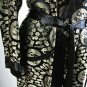 Vintage Dynasty Black and Gold Dragon and Cloud Kimono Robe