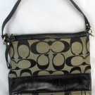 Authentic Coach Black Patent Leather Stripe Monogram Tote Bag