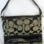 Authentic Coach Black Patent Leather Stripe Monogram Tote Bag