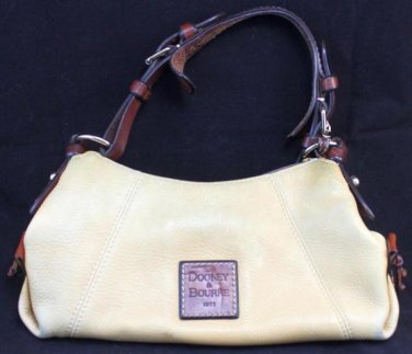 Dooney and Bourke Pebbled Leather Hobo Handbag in Cream Yellow