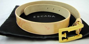 Escada Belt Patent Leather Peach Gold Signature Buckle