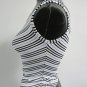 Burberry One-shoulder Tank Top White w/ Black and Blue Diagonal Stripes Size S