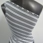 Burberry One-shoulder Tank Top White w/ Black and Blue Diagonal Stripes Size S