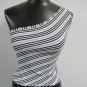Burberry One-shoulder Tank Top White w/ Black and Blue Diagonal Stripes Size S