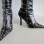 Hollywood Heels Moto Black Vinyl Studded Boots - New in box - Hot and Sexy Strip