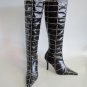 Hollywood Heels Moto Black Vinyl Studded Boots - New in box - Hot and Sexy Strip