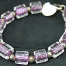 Handmade Purple Glass Bead Bracelet Sterling Silver Clasp